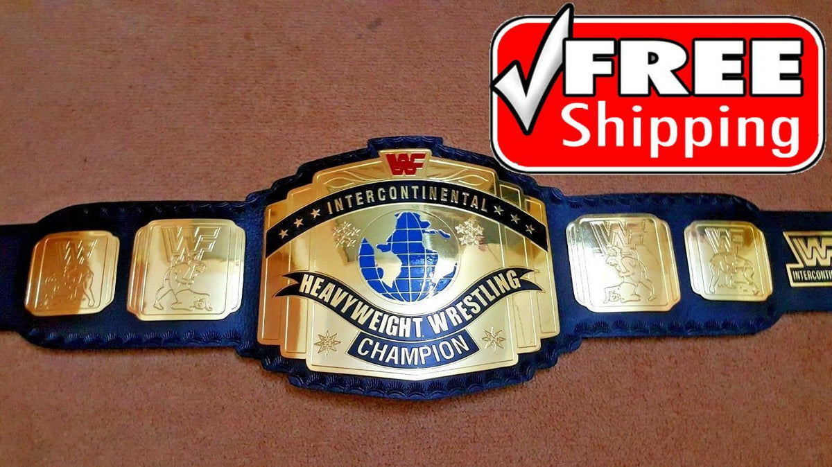 WWF INTERCONTINENTAL RED LOGO Brass Championship Title Belt - Zees Belts